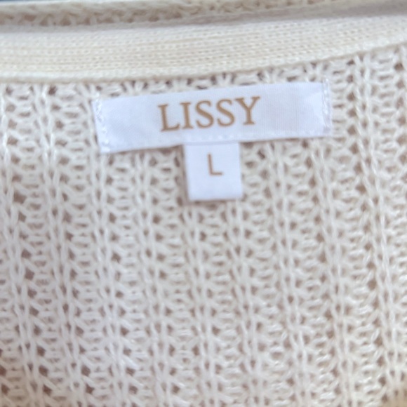 LISSY Knit Long Sleeve Cream Sweater - Large NWOT - Picture 3 of 3